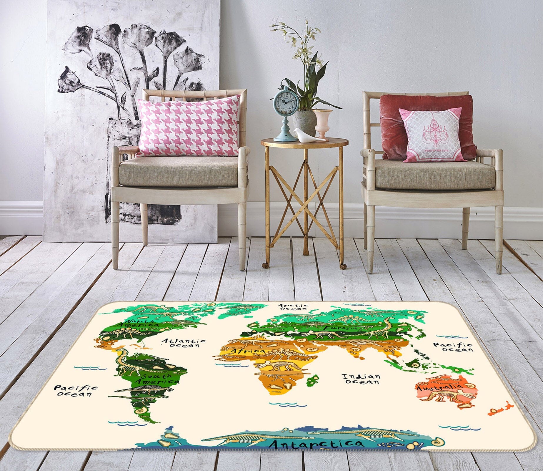 3D World Territory 280 World Map Non Slip Rug Mat Mat AJ Creativity Home 