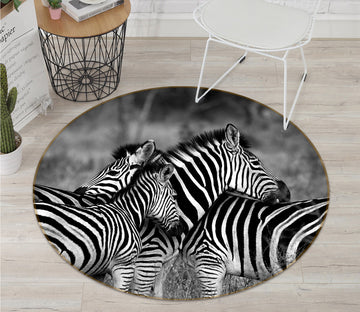 3D Zebra 82291 Animal Round Non Slip Rug Mat