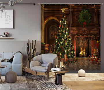 3D Tree Stove 52013 Christmas Curtains Drapes Xmas