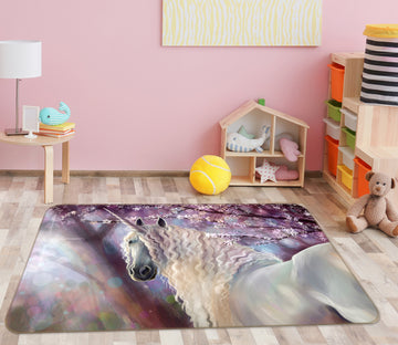 3D Unicorn Flower 026 Animal Non Slip Rug Mat