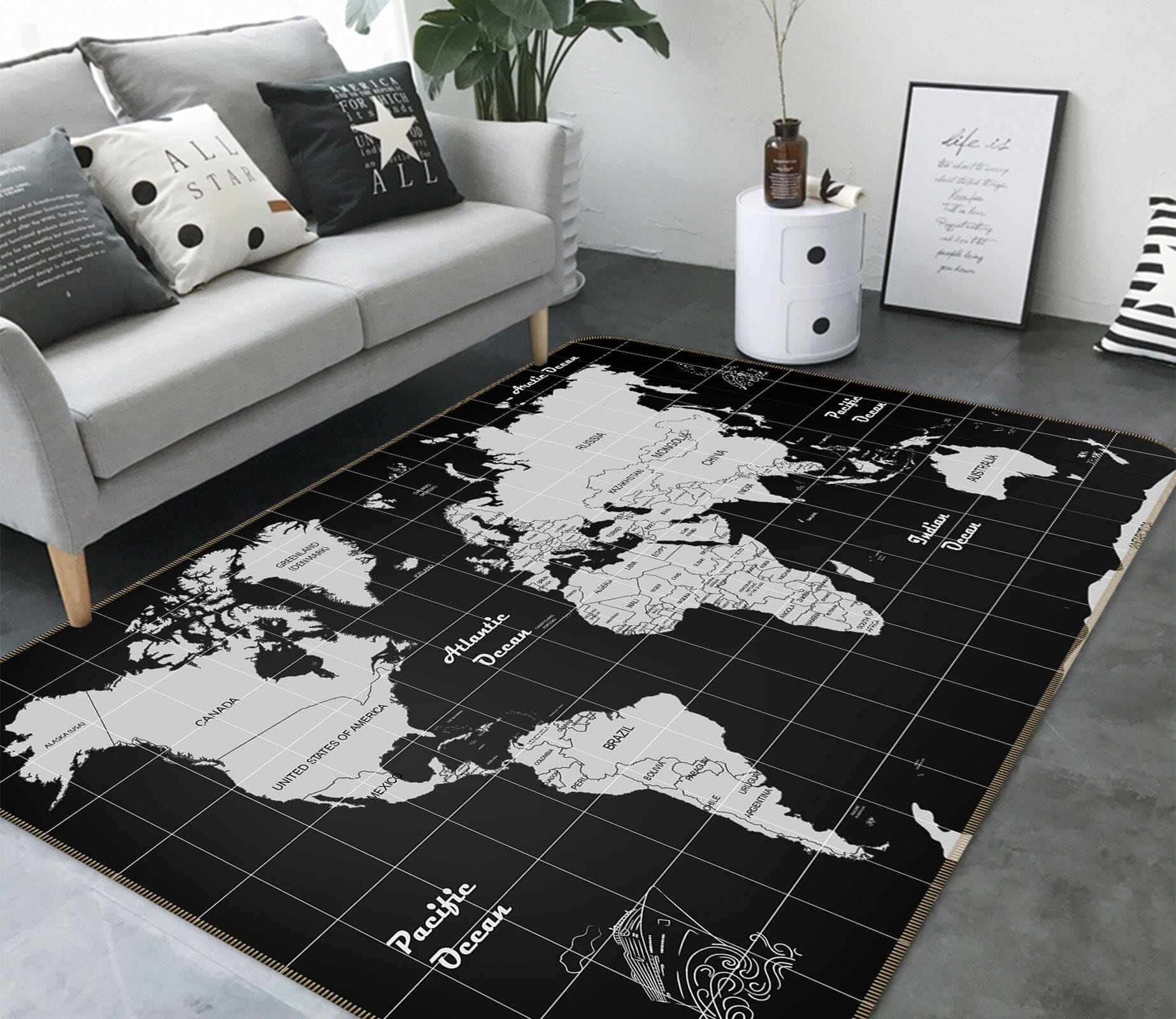 3D Dark World 272 World Map Non Slip Rug Mat Mat AJ Creativity Home 