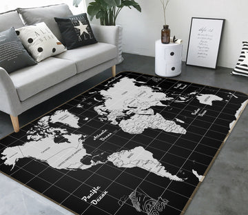 3D Dark World 272 World Map Non Slip Rug Mat