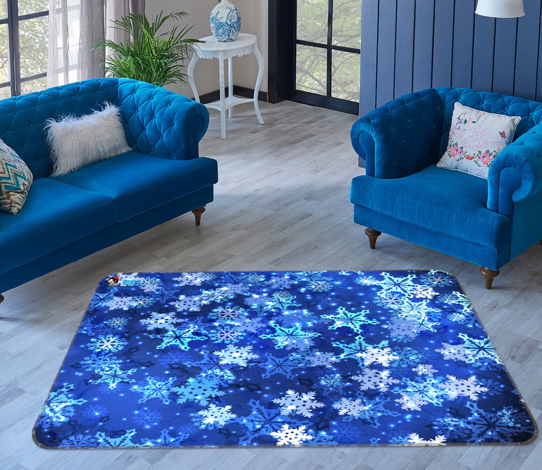 3D Snowflake 55080 Christmas Non Slip Rug Mat Xmas