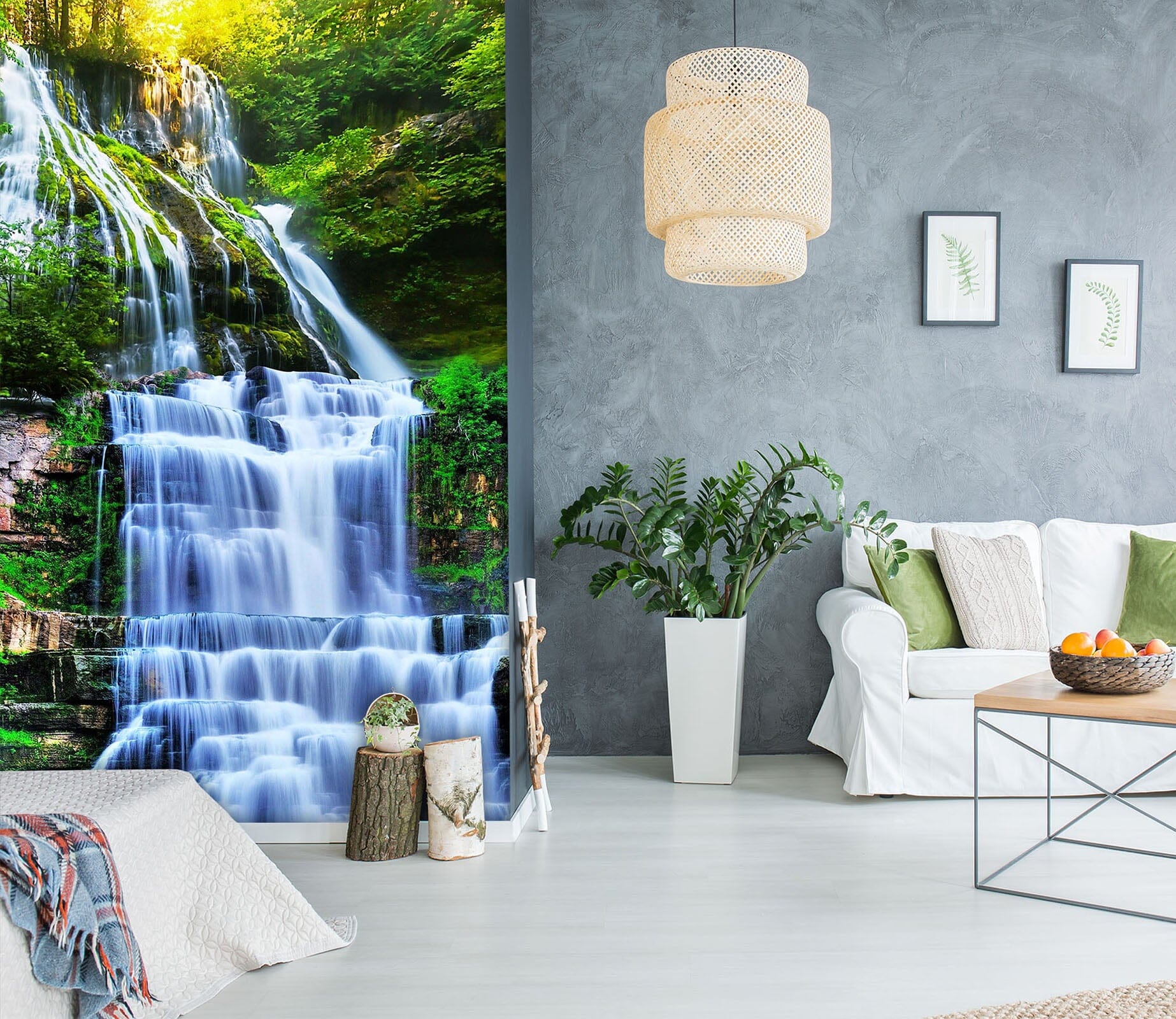 3D Forest Waterfall 1964 Wall Murals Wallpaper AJ Wallpaper 2 
