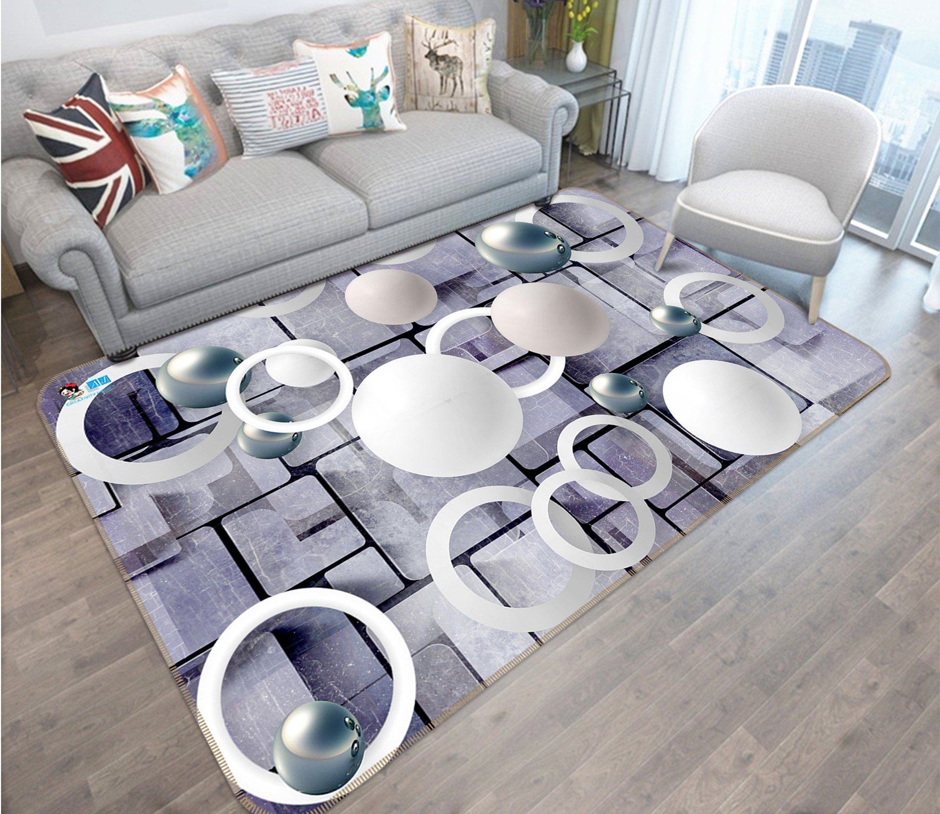 3D Circle 8729 Non Slip Rug Mat Mat AJ Creativity Home 