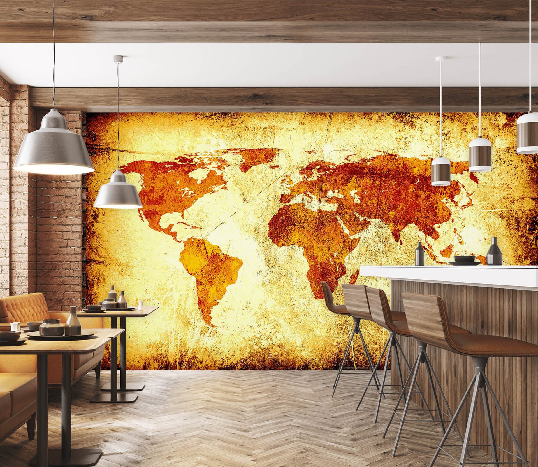 3D Gold Pattern 2040 World Map Wall Murals