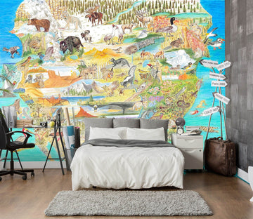3D Animal Map 1414 Michael Sewell Wall Mural Wall Murals Wallpaper AJ Wallpaper 2 