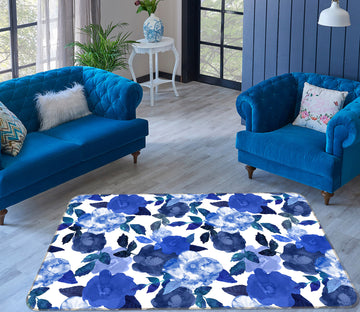 3D Blue Flowers 35071 Non Slip Rug Mat