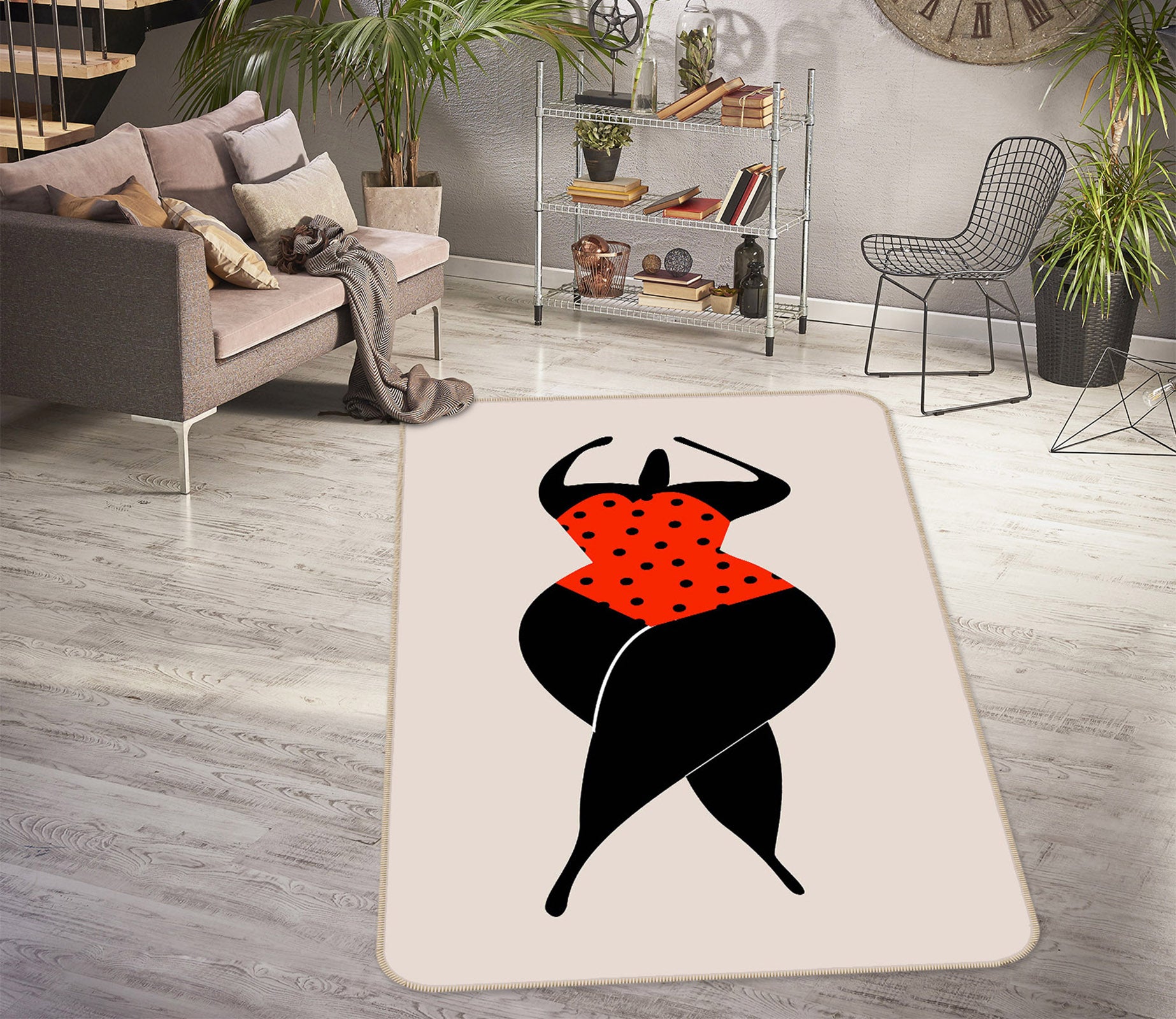 3D Red Clothes 1032 Boris Draschoff Rug Non Slip Rug Mat