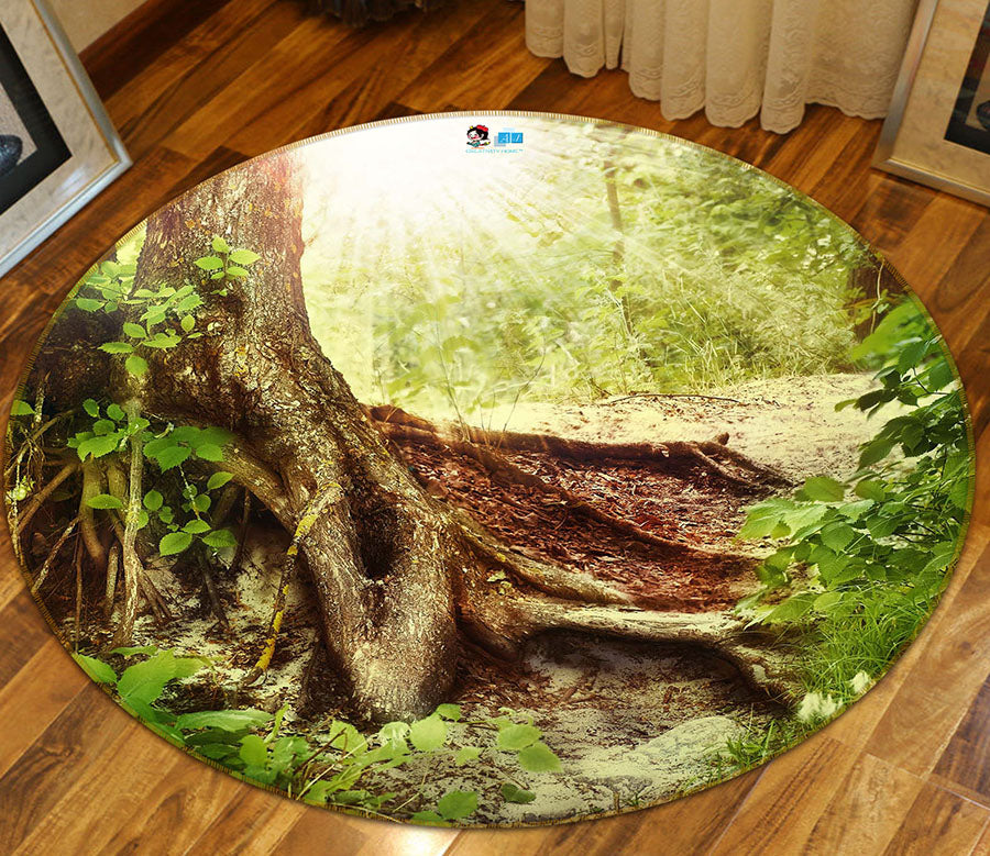 3D Big Tree Roots 66199 Round Non Slip Rug Mat