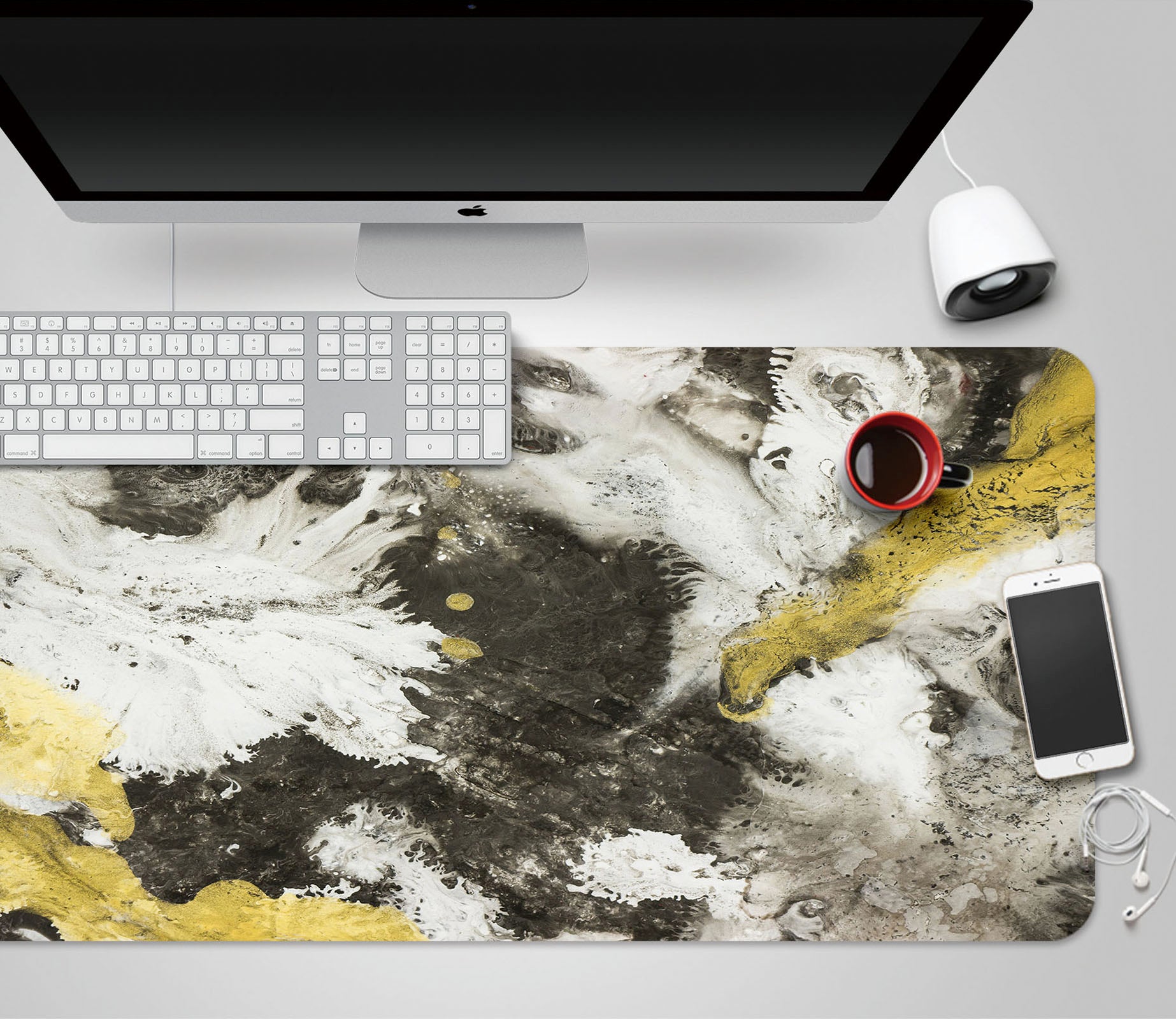 3D Gray Yellow Lines 17191 Desk Mat