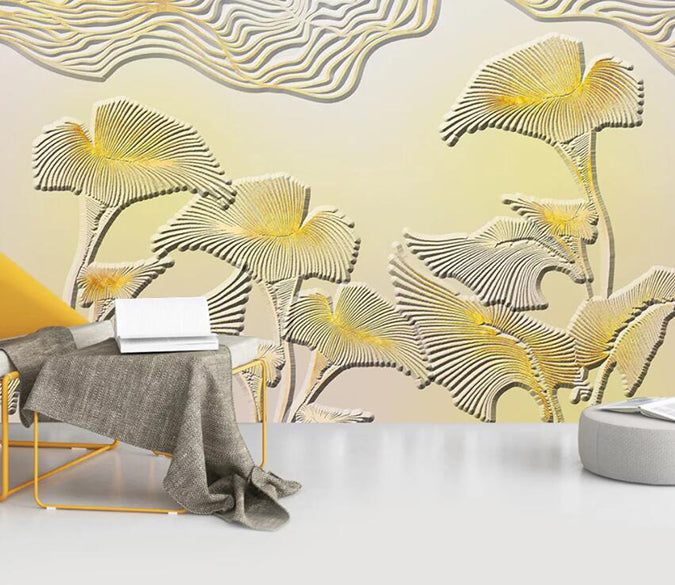 3D Golden Flowers 1984 Wall Murals Wallpaper AJ Wallpaper 2 