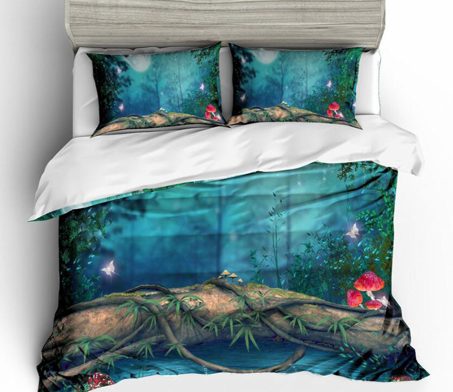 3D Branch Mushroom 6091 Bed Pillowcases Quilt