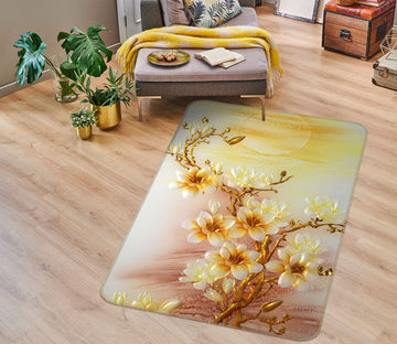 3D Gold Flower Branch 32225 Non Slip Rug Mat