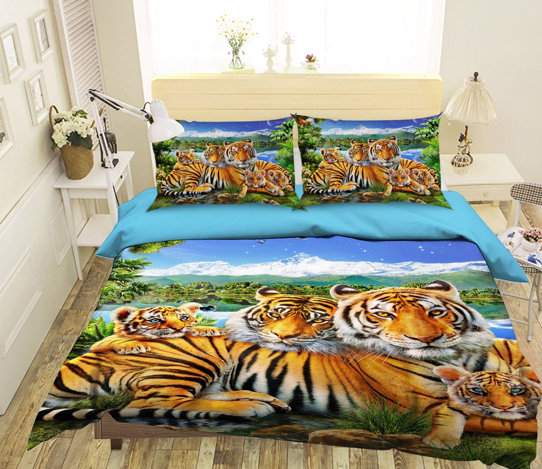 3D Loving Tigers 2041 Adrian Chesterman Bedding Bed Pillowcases Quilt Quiet Covers AJ Creativity Home 
