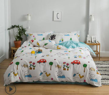 3D Cartoon Car Tree 14082 Bed Pillowcases Quilt