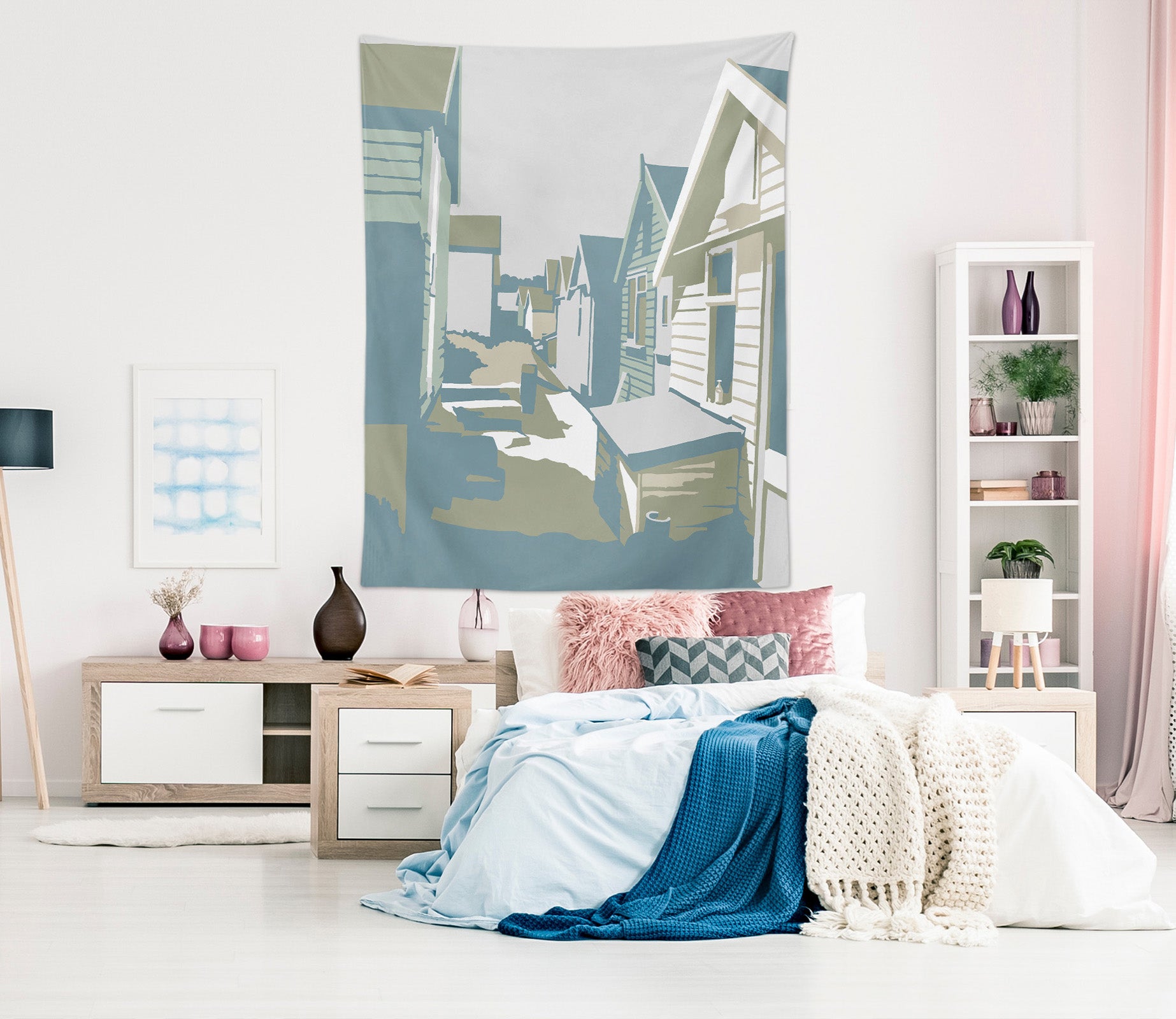 3D Blue House 5349 Steve Read Tapestry Hanging Cloth Hang