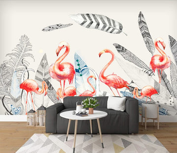 3D Pink Flamingo WC009 Wall Murals Wallpaper AJ Wallpaper 2 
