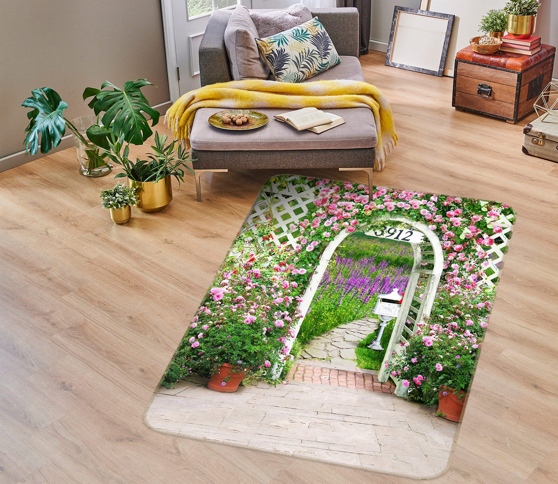 3D Flower Gate 76090 Non Slip Rug Mat