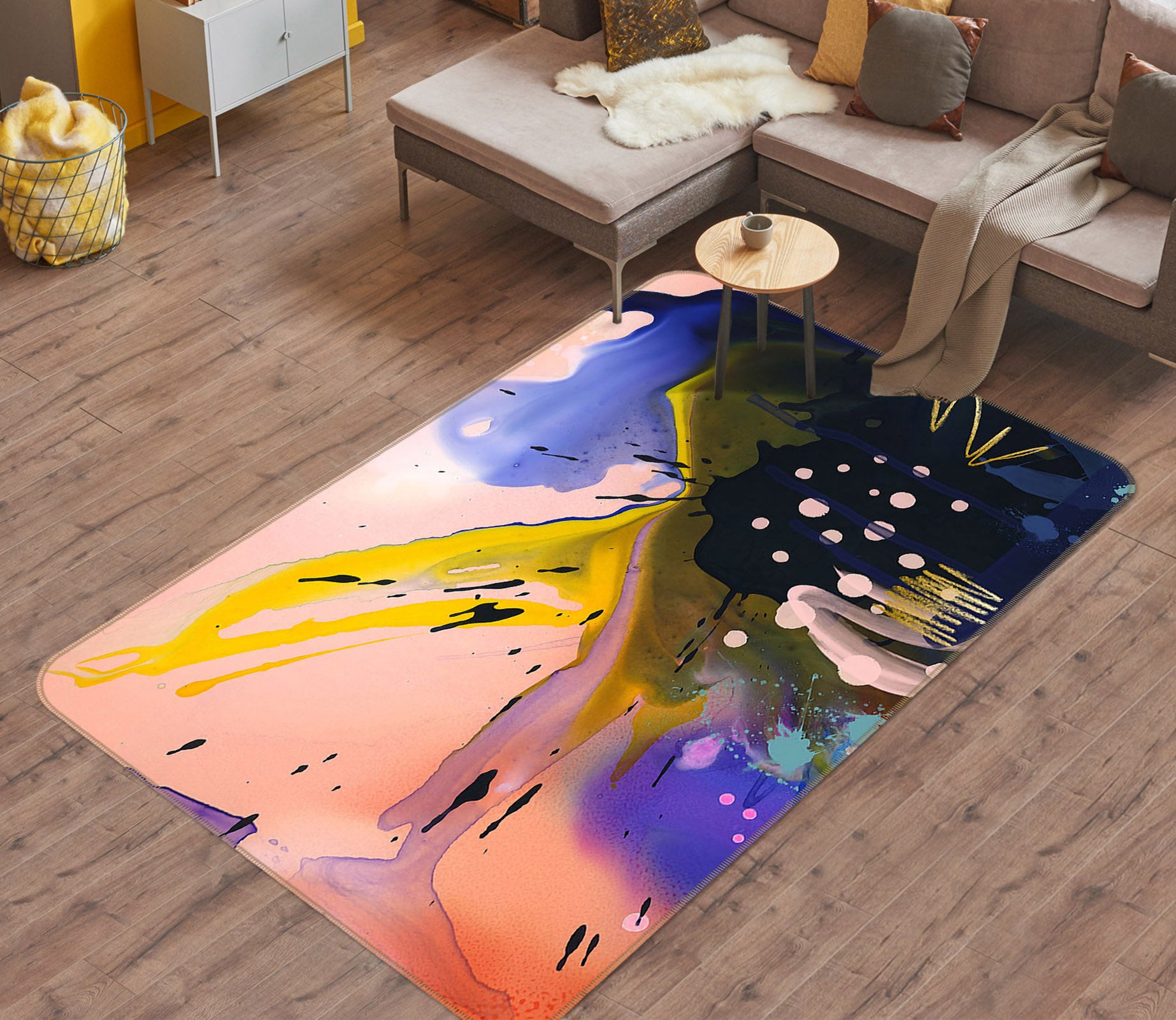 3D Color Pigment Pattern 65012 Non Slip Rug Mat