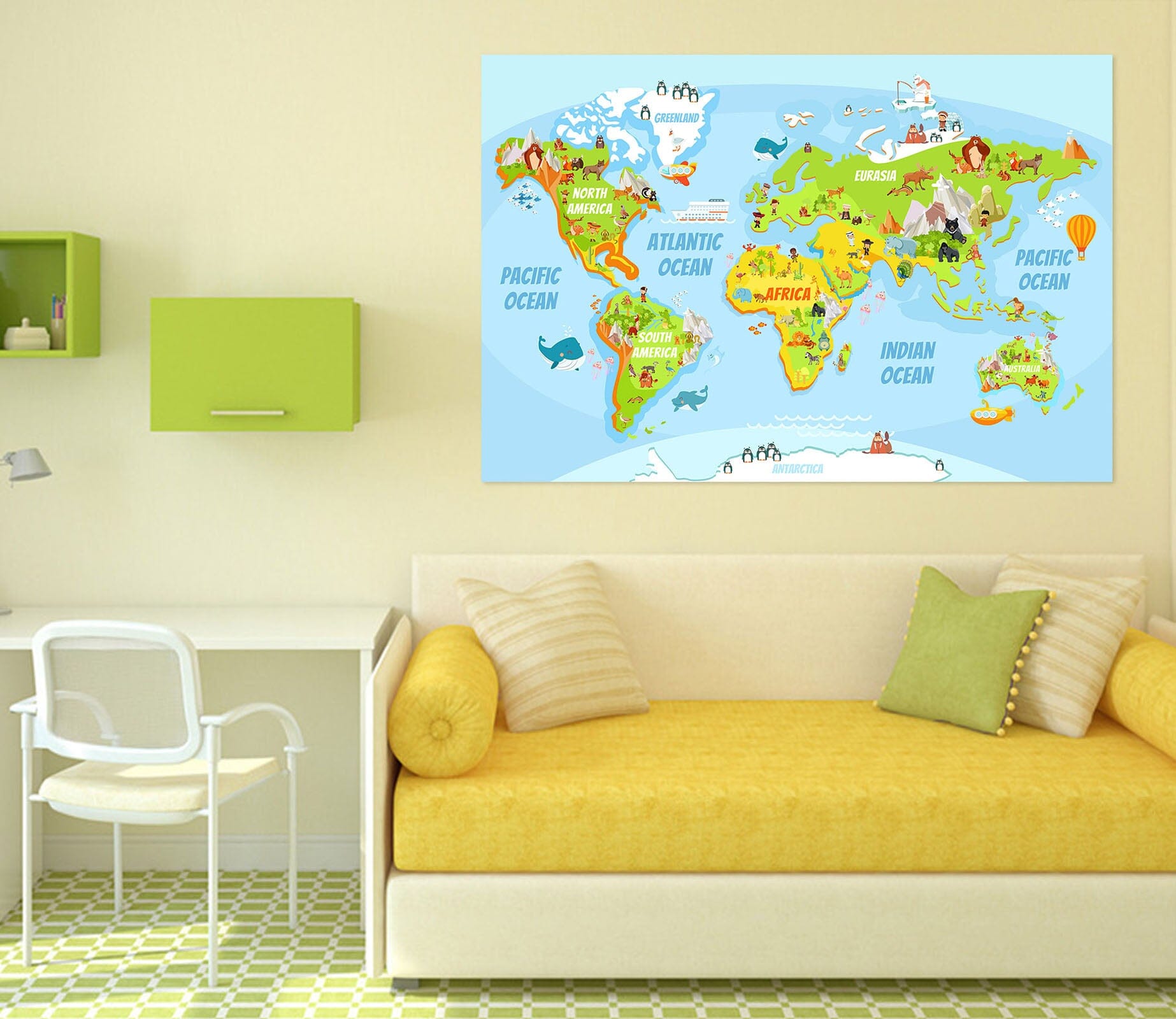 3D Oasis Sea 225 World Map Wall Sticker Wallpaper AJ Wallpaper 2 