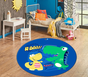 3D Yellow-Green Dinosaur 74281 Round Non Slip Rug Mat