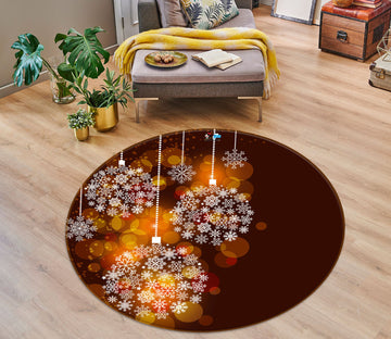3D Snow Globe Pendant 54130 Christmas Round Non Slip Rug Mat Xmas
