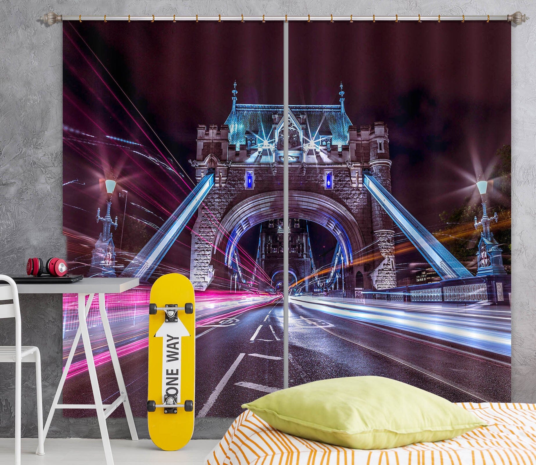 3D Colored Bridge 217 Assaf Frank Curtain Curtains Drapes Curtains AJ Creativity Home 