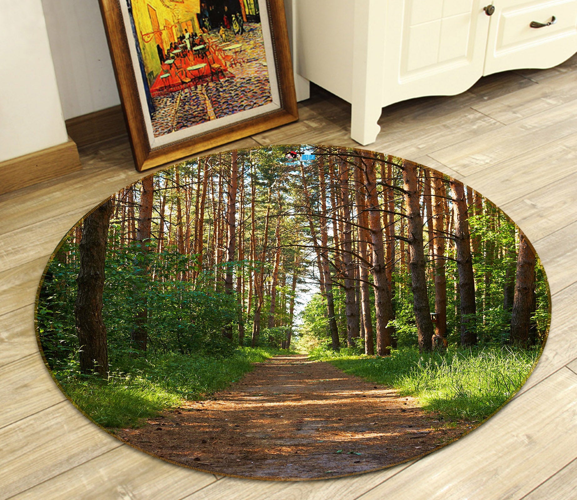 3D Forest Path 81045 Round Non Slip Rug Mat