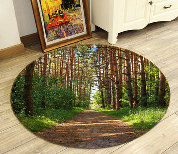 3D Forest Path 81045 Round Non Slip Rug Mat