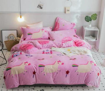 3D Pink Unicorn 30251 Bed Pillowcases Quilt
