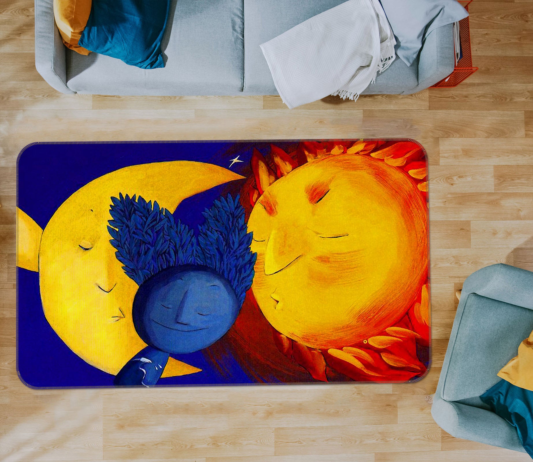 3D Sun Moon 33178 Non Slip Rug Mat