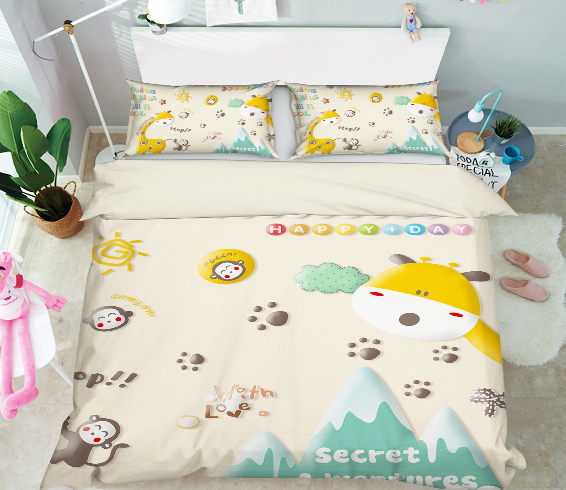 3D Giraffe Footprint 13126 Bed Pillowcases Quilt