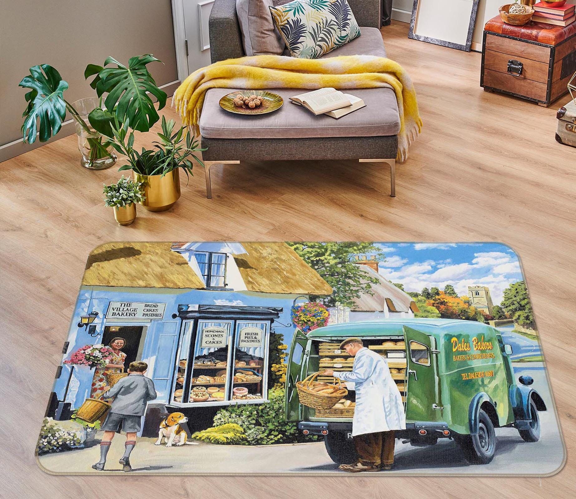 3D The Village Bakery 1121 Trevor Mitchell Rug Non Slip Rug Mat Mat AJ Creativity Home 