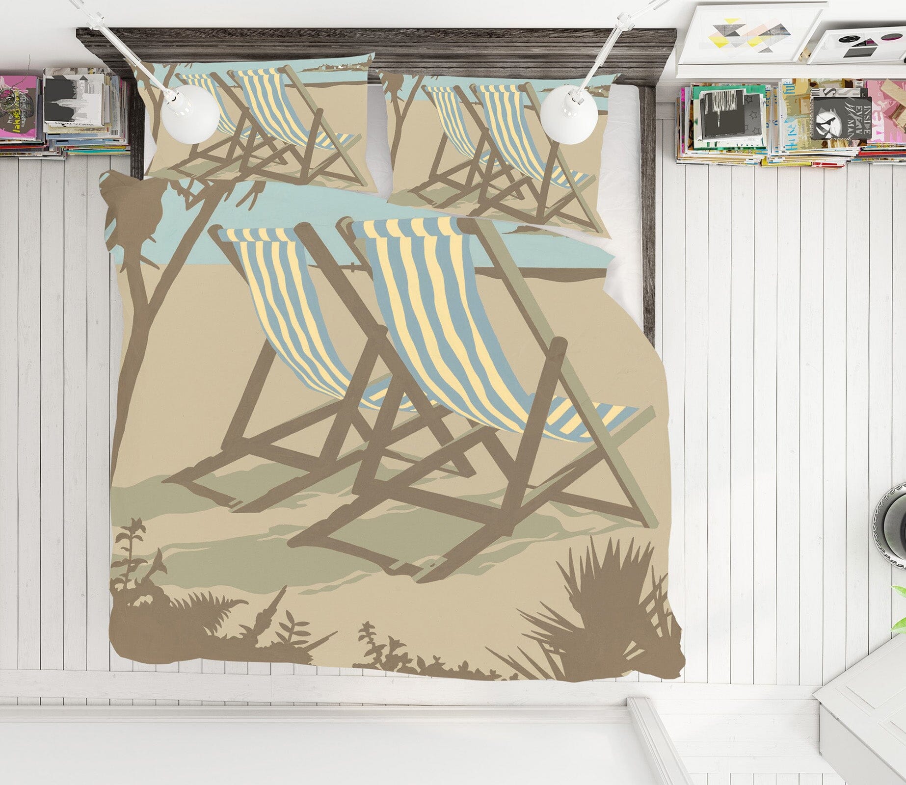 3D Swanage Deckchairs 2070 Steve Read Bedding Bed Pillowcases Quilt Quiet Covers AJ Creativity Home 