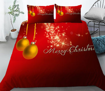 3D Golden Ball 46018 Christmas Quilt Duvet Cover Xmas Bed Pillowcases