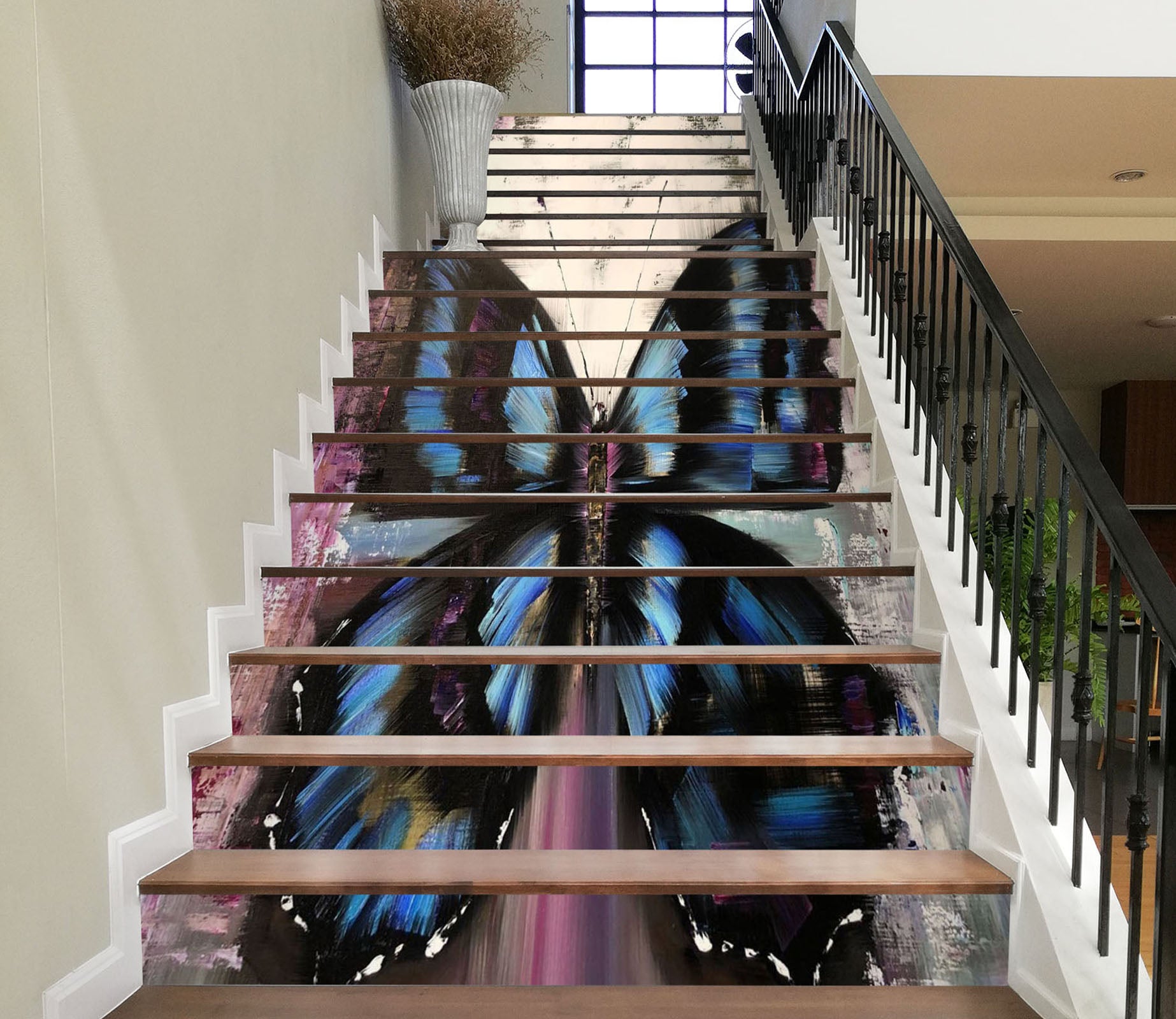 3D Blue Butterfly 2227 Skromova Marina Stair Risers