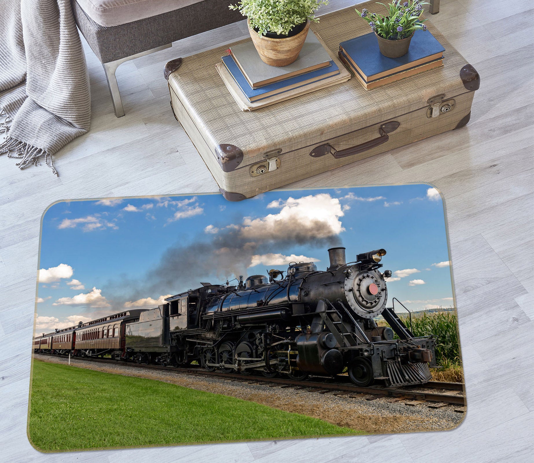 3D Grass Train 68108 Vehicle Non Slip Rug Mat