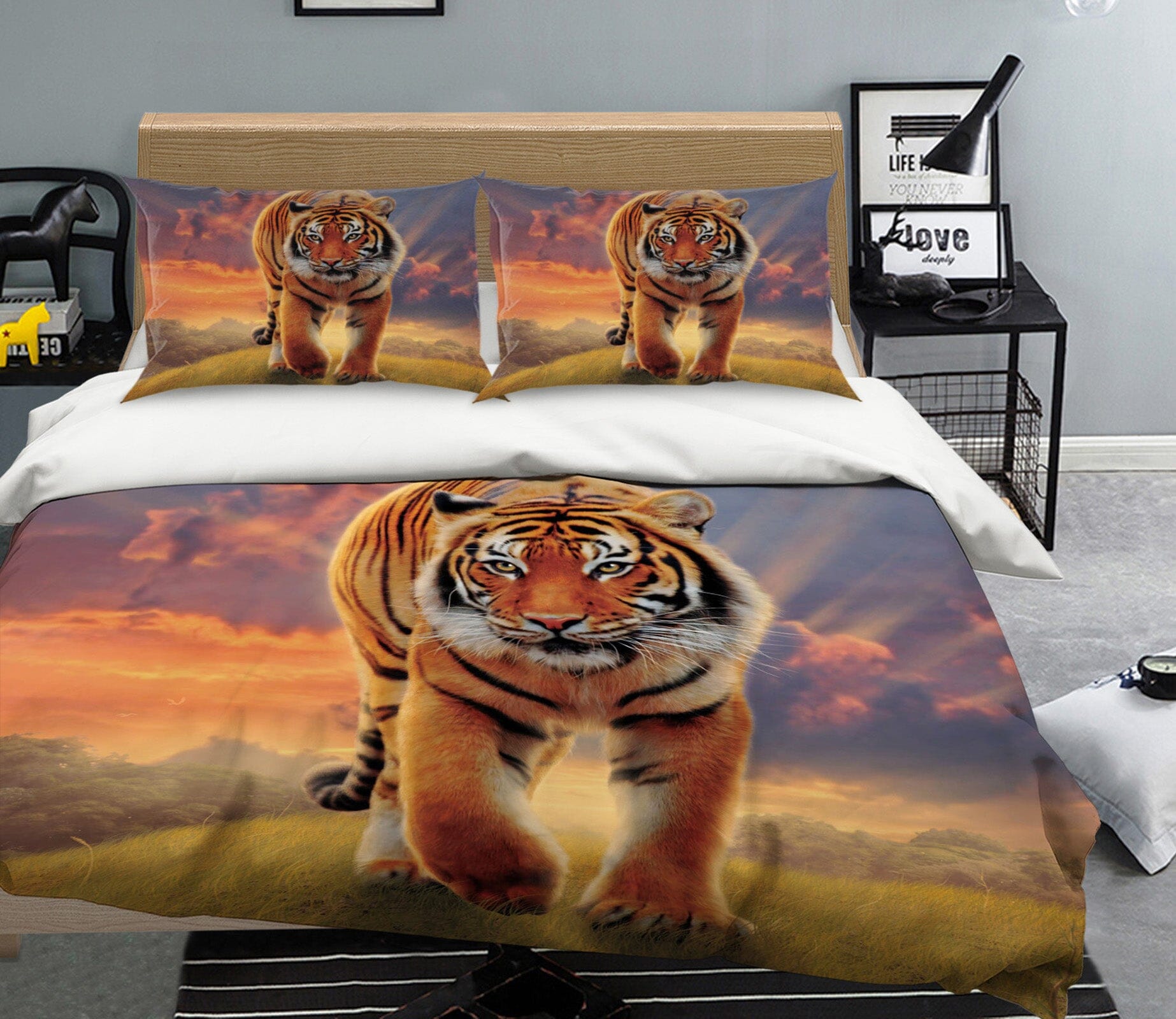 3D Rising Tiger 073 Bed Pillowcases Quilt Exclusive Designer Vincent Quiet Covers AJ Creativity Home 