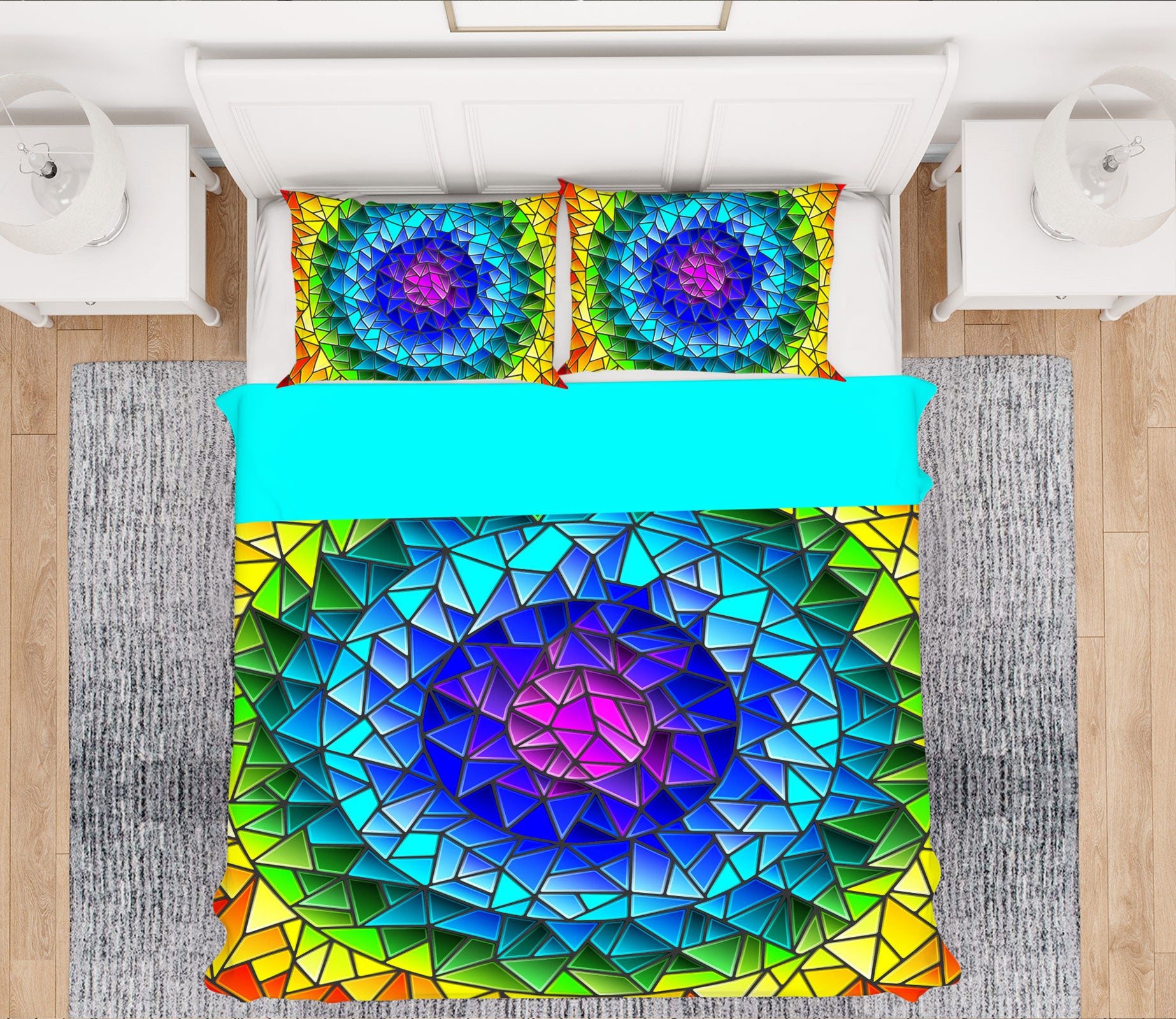 3D Rainbow Circle 14042 Bed Pillowcases Quilt
