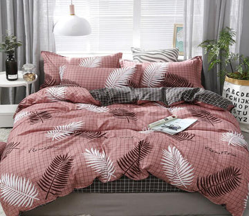3D Red Background Leaves 12154 Bed Pillowcases Quilt