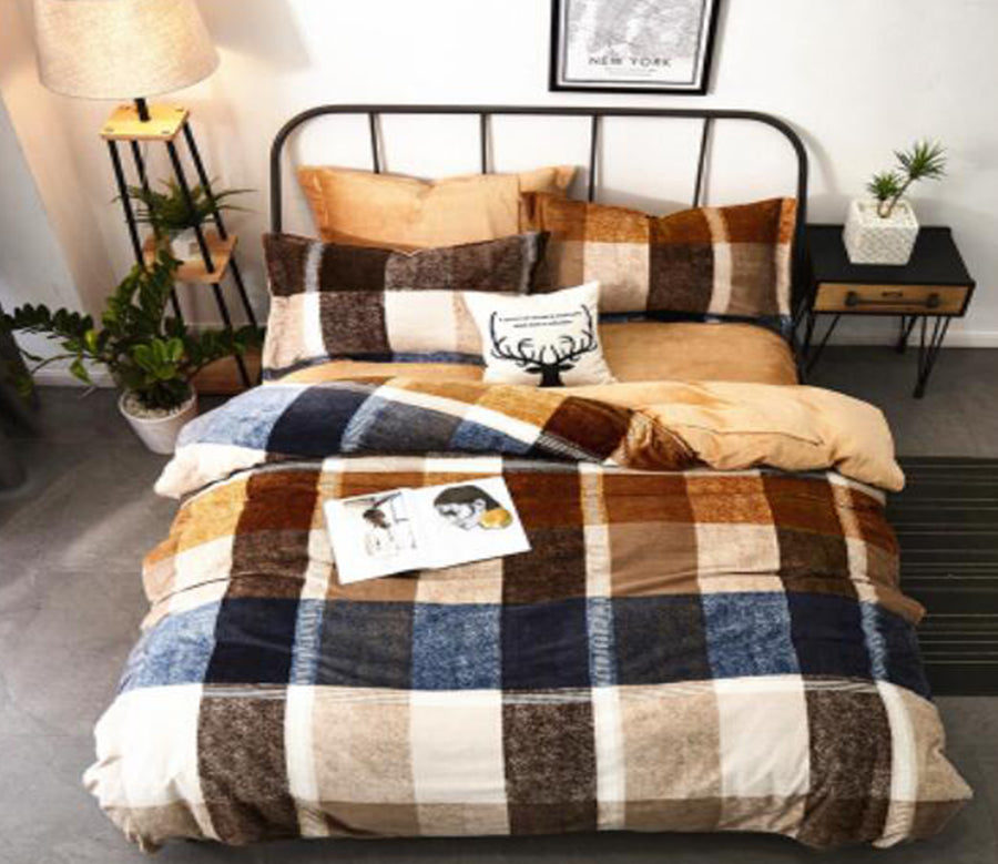 3D Brown Plaid 20159 Bed Pillowcases Quilt