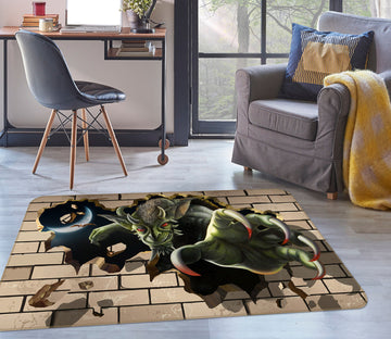 3D Monster Brick Wall 35158 Non Slip Rug Mat