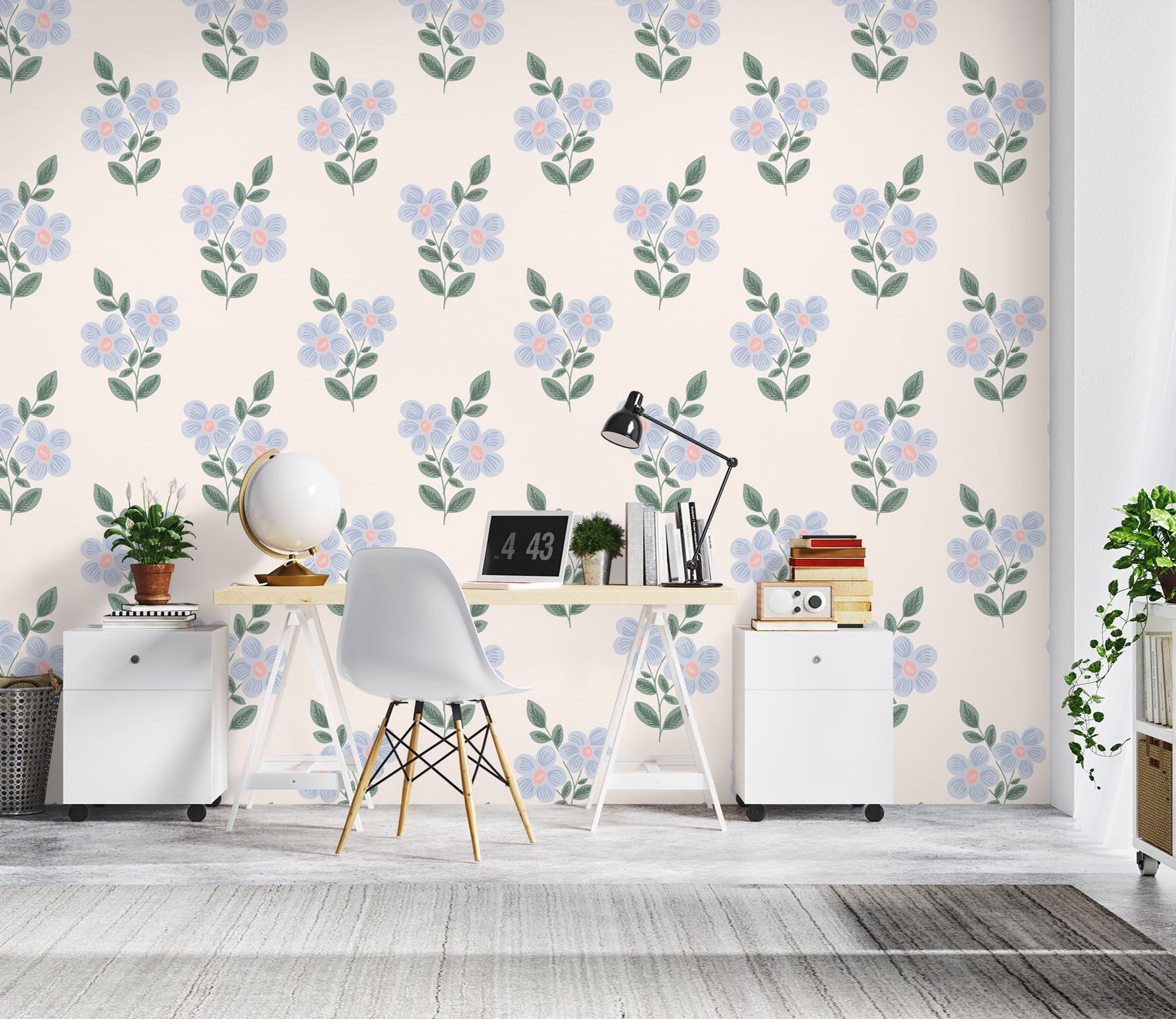 3D Blue Little Flower 120118 Kashmira Jayaprakash Wall Mural Wall Murals