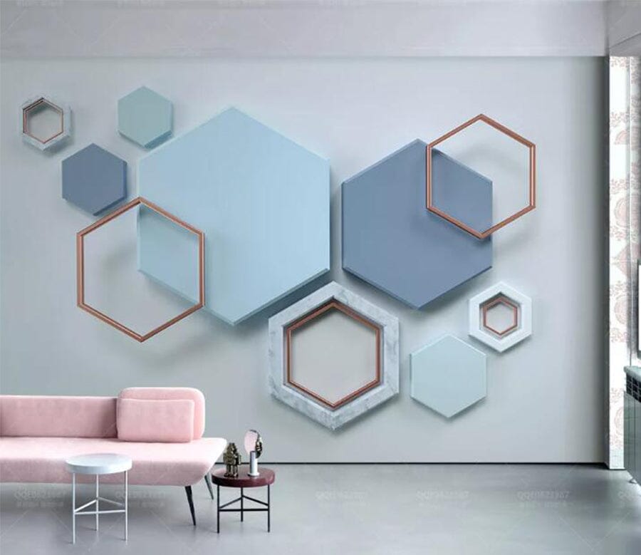 3D Blue Polygon WC114 Wall Murals Wallpaper AJ Wallpaper 2 
