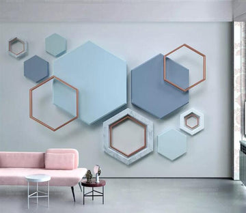 3D Blue Polygon WC114 Wall Murals Wallpaper AJ Wallpaper 2 