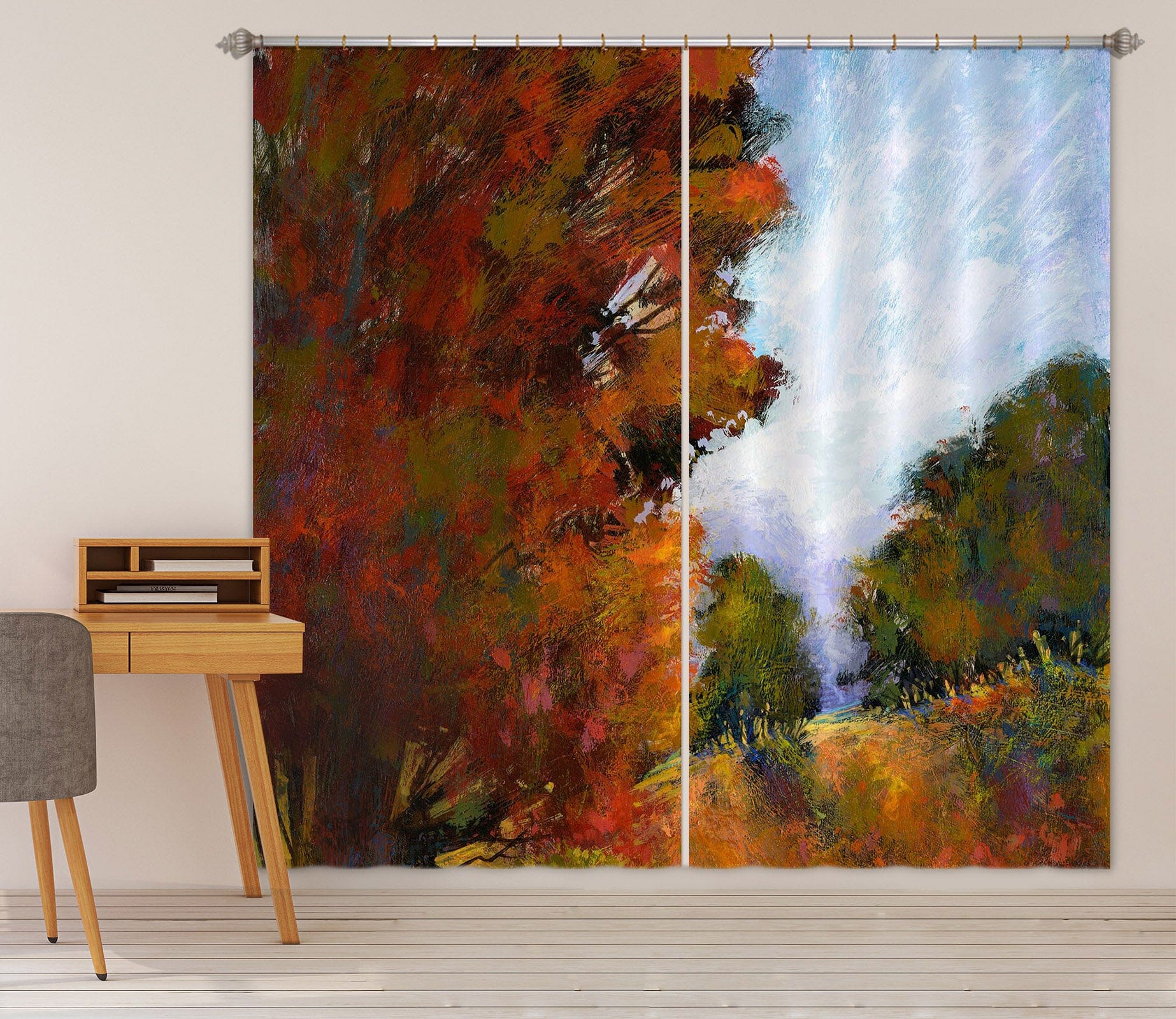 3D Red Maple 211 Michael Tienhaara Curtain Curtains Drapes Curtains AJ Creativity Home 