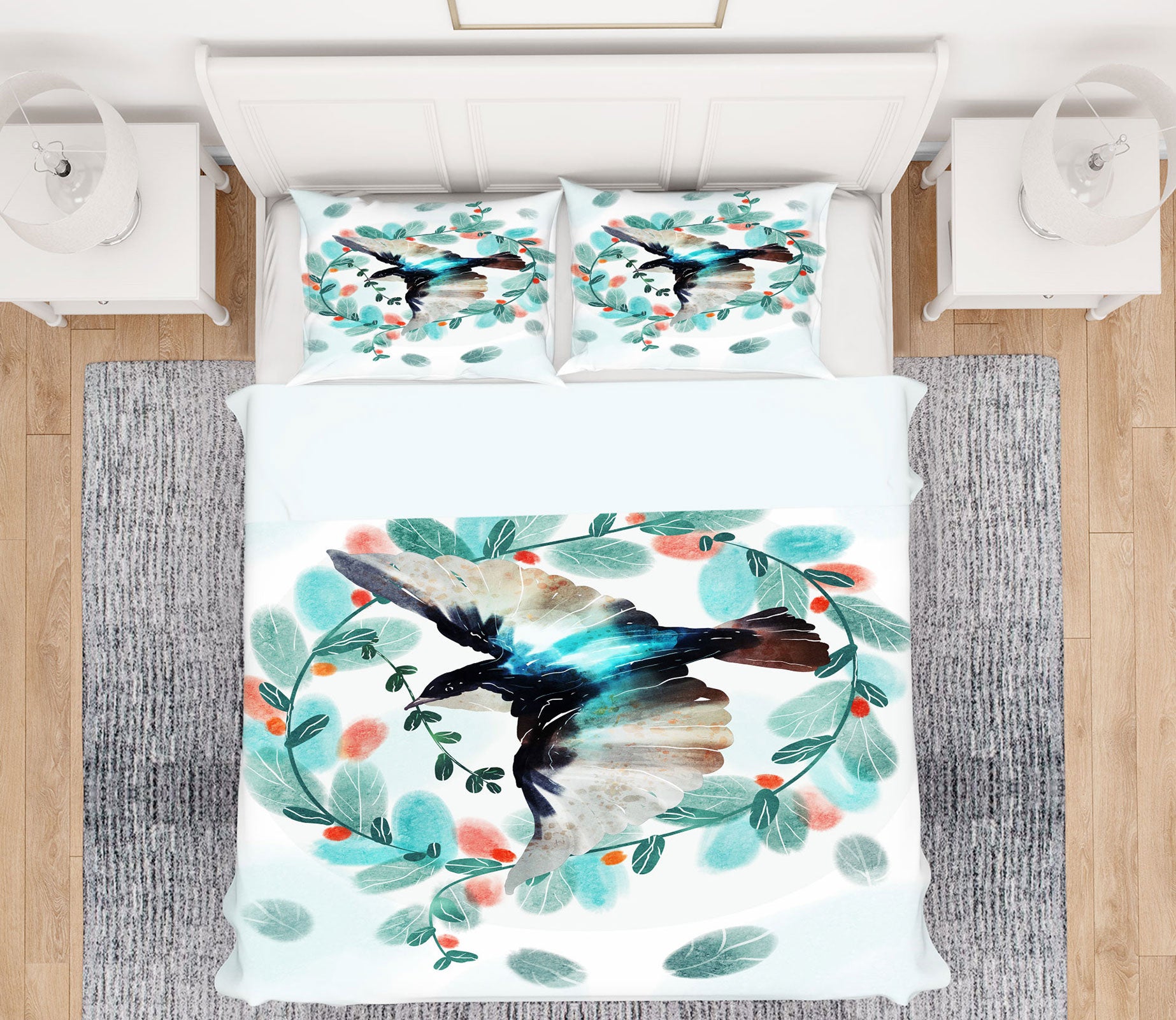 3D Swallow Leaf Circle 59095 Bed Pillowcases Quilt