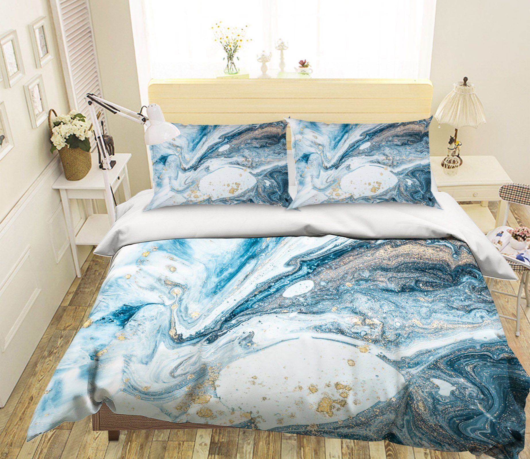 3D Light Blue Gradient 061 Bed Pillowcases Quilt Wallpaper AJ Wallpaper 