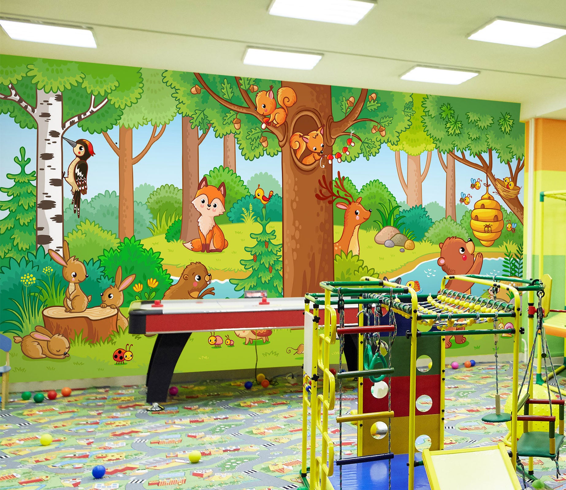 3D Forest Small Animals 1416 Indoor Play Centres Wall Murals